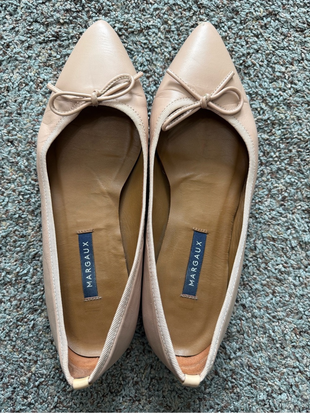 Margaux Blush Pink Pointed-Toe Ballet Flats with Bow size 38